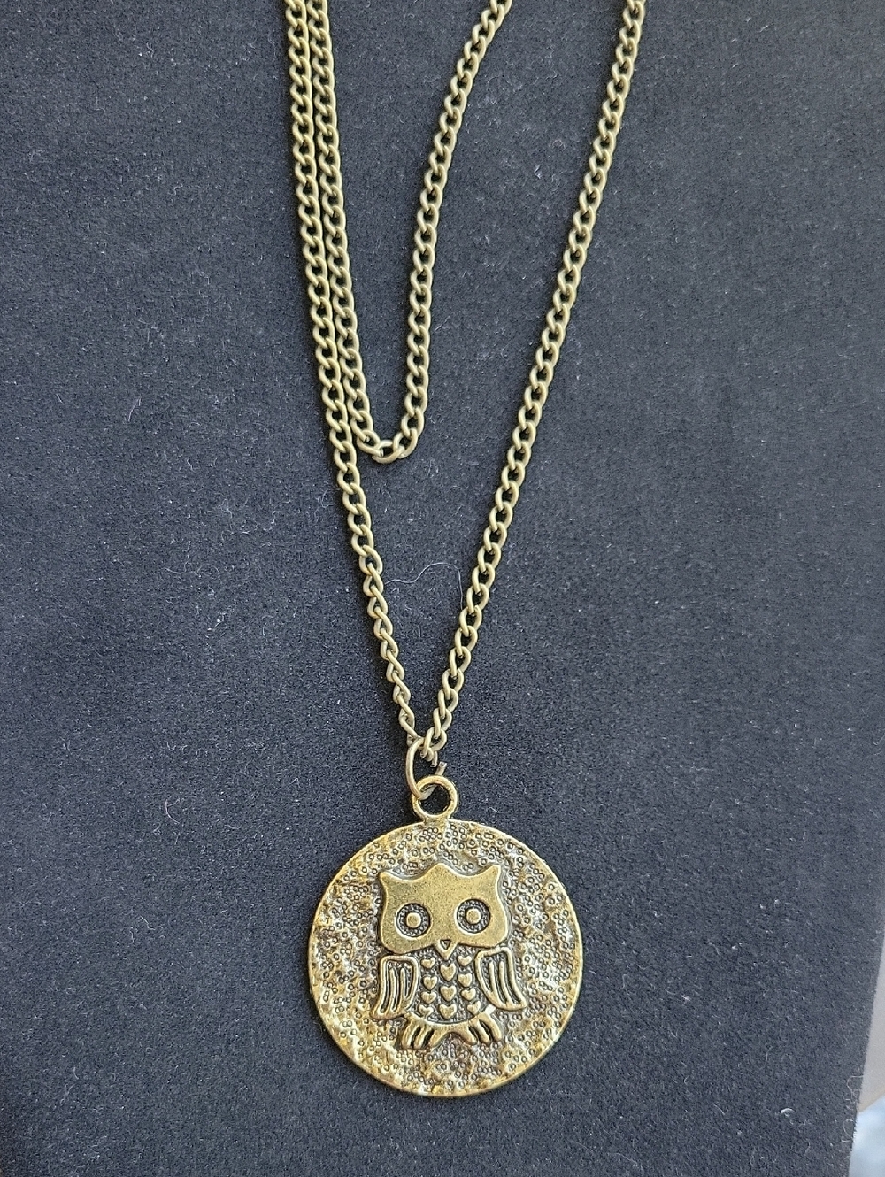 Owl Pendant With 27 Inch Chain Antique Gold Tone NWT
